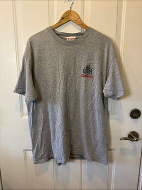 Disneyland Made in USA  Gray Crewneck T-Shirt with Small Castle Logo